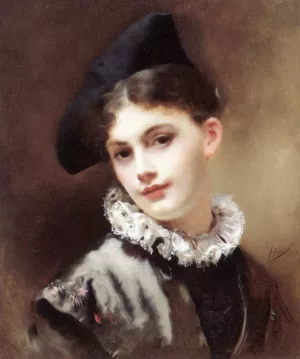 A Coquettish Smile by Gustave Jean Jacquet - Oil Painting Reproduction