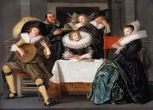 A Merry Company Making Music by Hals Nicolaes - Oil Painting Reproduction