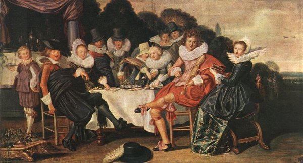 Oil Painting Reproduction Amusing Party in the Open Air by Hals Nicolaes