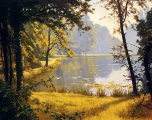 A Lily Pond by Henri Biva - Oil Painting Reproduction