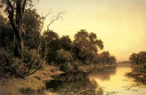 A Backwater of the River Murray, South Australia by Henry James Johnstone - Oil Painting Reproduction