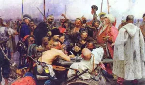 The Reply of the Zaporozhian Cossacks to Sultan Mahmoud IV by Ilia Efimovich Repin - Oil Painting Reproduction