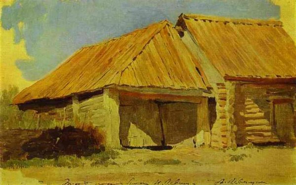 Oil Painting Reproduction Barns. Study by Isaac Ilich Levitan