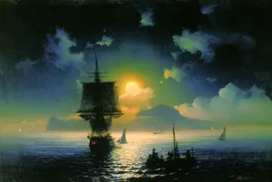 A Lunar Night on Capri by Ivan Konstantinovich Aivazovsky - Oil Painting Reproduction