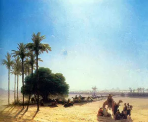 Caravan in Oasis, Egypt by Ivan Konstantinovich Aivazovsky Oil Painting