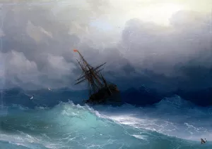 Ship on Stormy Seas by Ivan Konstantinovich Aivazovsky - Oil Painting Reproduction