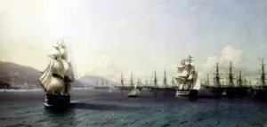 The Black Sea Fleet in Feodosiya by Ivan Konstantinovich Aivazovsky Oil Painting
