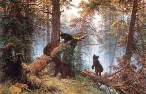 Morning in the Pine-Tree Forest by Ivan Ivanovich Shishkin - Oil Painting Reproduction