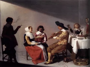 A Musical Party by Jacob Van Velsen - Oil Painting Reproduction