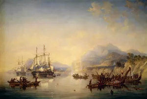 Erebus' and the 'Terror' in New Zealand by James Wilson Carmichael - Oil Painting Reproduction