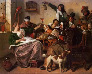 As the Old Sing, So Pipe the Young by Jan Steen - Oil Painting Reproduction
