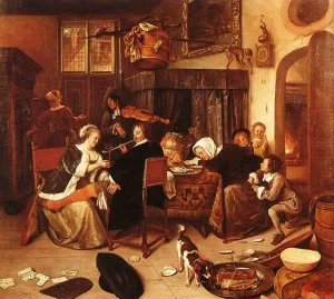 The Dissolute Household by Jan Steen - Oil Painting Reproduction