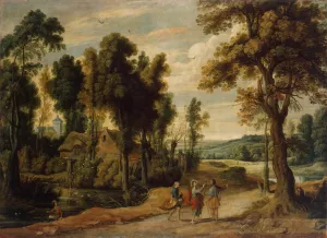 Landscape with Christ and His Disciples on the Road to Emmaus by Jan Wildens - Oil Painting Reproduction