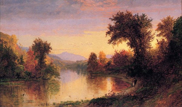 Oil Painting Reproduction Autumn by the River by Jasper Francis Cropsey