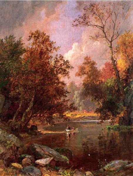 Oil Painting Reproduction Autumn River Landscape by Jasper Francis Cropsey