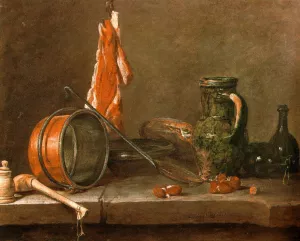A Lean Diet with Cooking Utensils by Jean-Baptiste-Simeon Chardin - Oil Painting Reproduction