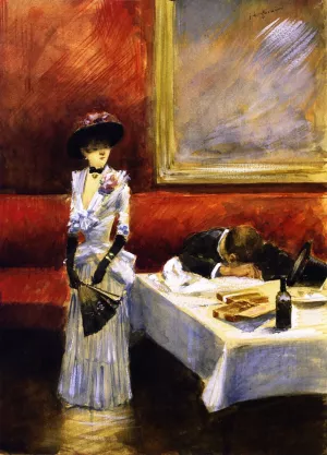 At a Restaurant by Jean-Louis Forain - Oil Painting Reproduction