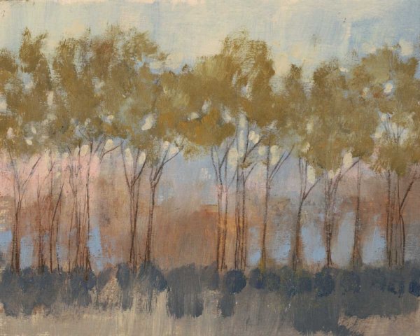 Oil Painting Reproduction Ochre Treeline I by Jennifer Goldberger