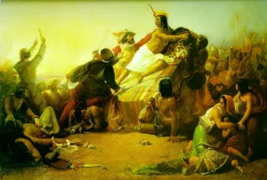 Pizarro Seizing the Inca of Peru by John Everett Millais - Oil Painting Reproduction