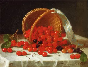 Cherries Spilling from a Basker by John F. Francis - Oil Painting Reproduction