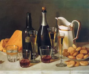 Still Life: Cognac and Biscuits by John F. Francis - Oil Painting Reproduction