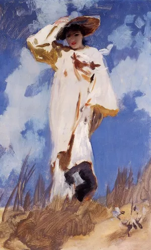A Gust of Wind also known as Judith Gautier by John Singer Sargent - Oil Painting Reproduction