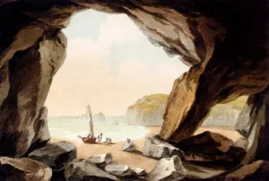 A View From A Cave Near Tenby, South Wales by John Warwick Smith - Oil Painting Reproduction