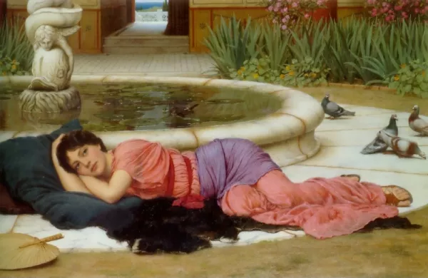 A Cool Retreat by John William Godward - Oil Painting Reproduction