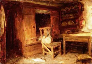 A Scottish Interior, the Box Bed by Joseph Farquharson - Oil Painting Reproduction