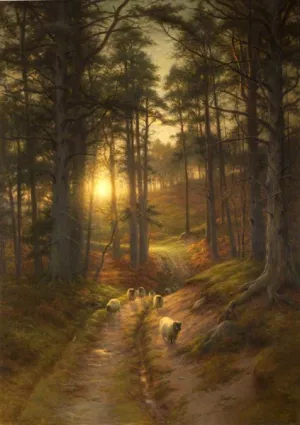 The Sun Fast Sinks in the West by Joseph Farquharson - Oil Painting Reproduction