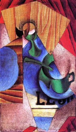 Glass, Cup and Newspaper by Juan Gris - Oil Painting Reproduction