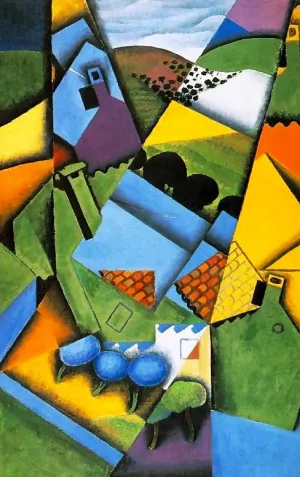 Landscape and Houses at Ceret by Juan Gris - Oil Painting Reproduction