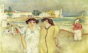 At the Edge of a Lake in Tunisia by Jules Pascin - Oil Painting Reproduction