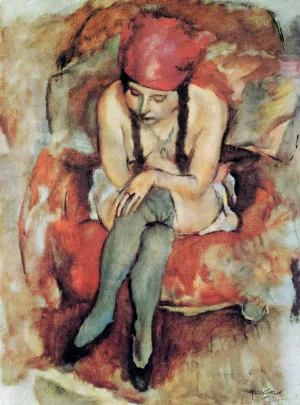 Claudine Resting by Jules Pascin - Oil Painting Reproduction