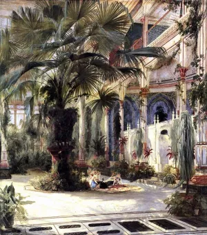 In the Palm House in Potsdam by Karl Blechen - Oil Painting Reproduction