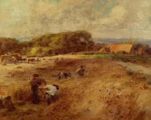 Harvesters near the Farm of Sambre by Leon-Augustin L'Hermitte - Oil Painting Reproduction