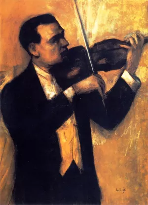 The Violinist Bronislaw Hubermann by Lesser Ury - Oil Painting Reproduction
