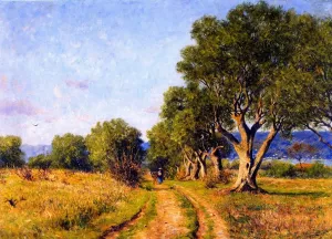 Olive Trees, Mediterranean Coast also known as Road and Orchard near Moret-Sur-Loing by Lewis Henry Meakin - Oil Painting Reproduction