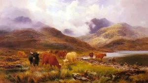 A Misty Day in the Highlands by Louis Bosworth Hurt - Oil Painting Reproduction