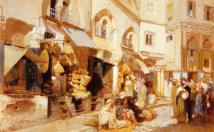 Algerian Shops by Louis Comfort Tiffany - Oil Painting Reproduction
