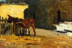 A Burro on the Patio by Mariano Jose Ma Fortuny y Carbo - Oil Painting Reproduction