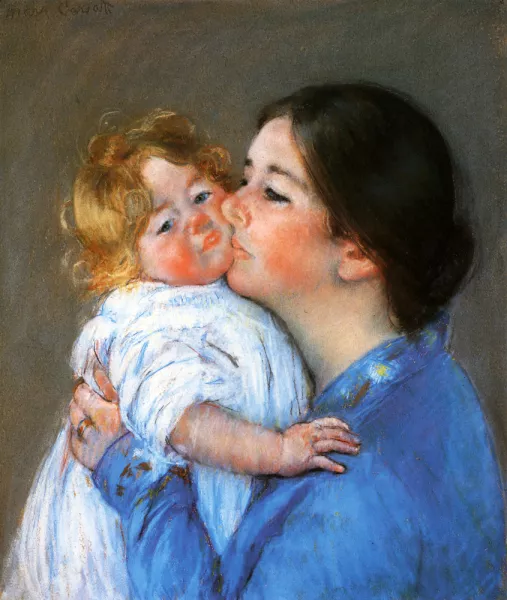 A Kiss For Baby Anne by Mary Cassatt - Oil Painting Reproduction