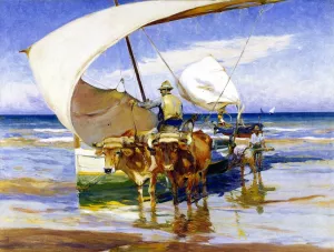 Bracing the Boats by Mathias J Alten - Oil Painting Reproduction