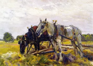Draft Horses by Mathias J Alten - Oil Painting Reproduction