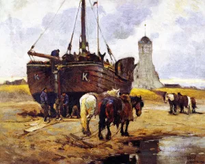 Fishing Boat at Katwick by Mathias J Alten - Oil Painting Reproduction