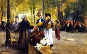 Flower Vendors by Mathias J Alten - Oil Painting Reproduction