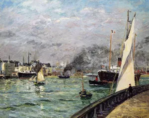Departure of a Cargo Ship, Le Havre by Maxime Maufra - Oil Painting Reproduction