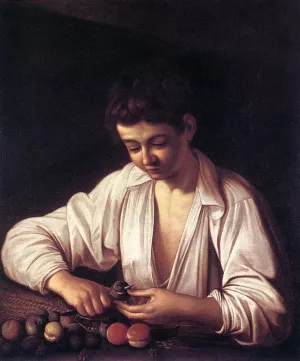Boy Peeling a Fruit by Caravaggio - Oil Painting Reproduction