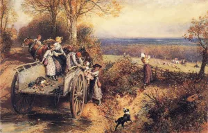A Peep at the Hounds, Here They Come! by Myles Birket Foster - Oil Painting Reproduction