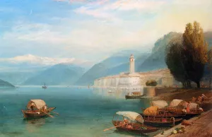 Lake Como by Myles Birket Foster - Oil Painting Reproduction